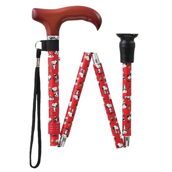 スヌーピー ステッキ（折りたたみ）／レッド（マキテック）184931-23 ステッキ 介護用品 杖 折りたたみ スヌーピー かわいい 子供用杖