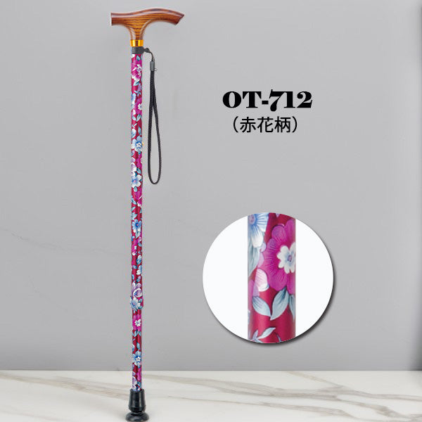 伸縮ステッキ 花柄ステッキ 杖 OT-710 OT-711 OT-712 長さ：68.5〜91cm